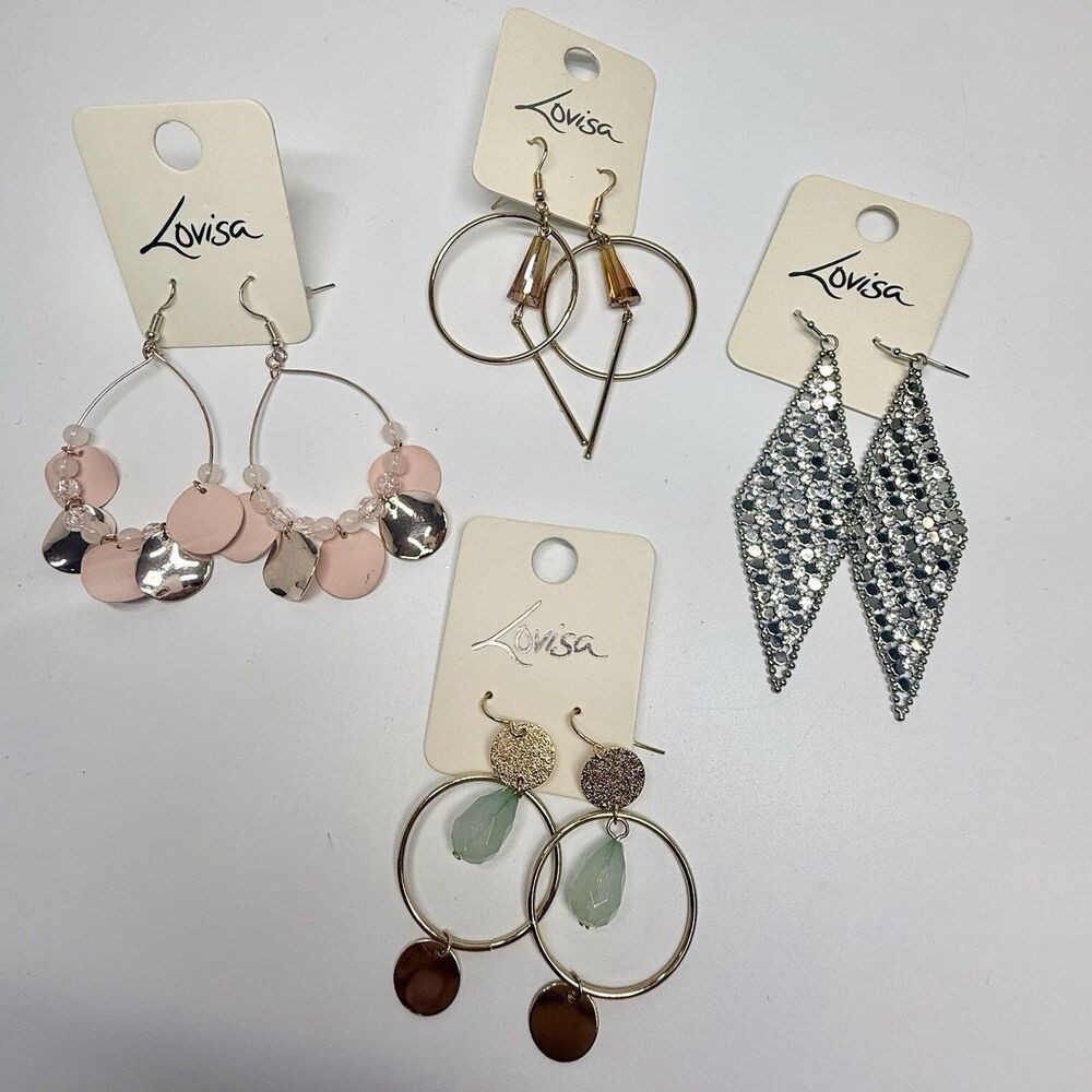 Lovisa All New On Card Lot Of 4 Pair Dangle Chandelier Pierced Earring Bundle